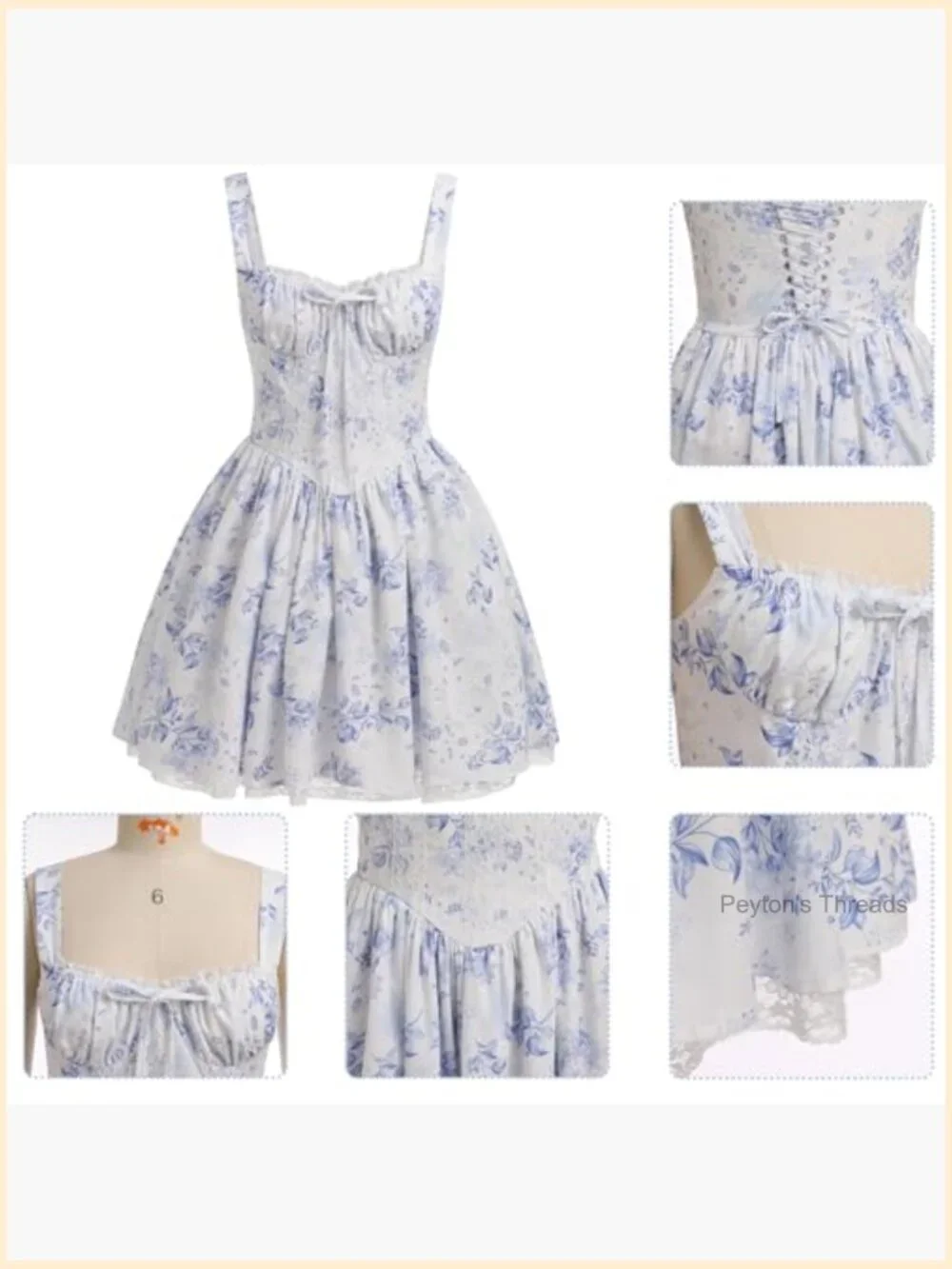 Sleeveless Backless Lace Corset Mini Sundress Spaghetti Straps - Picture 6 of 7